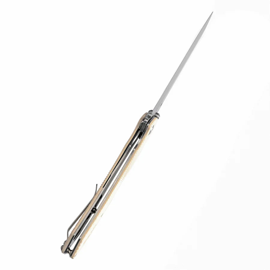 Tenable Colibri Tech T1060A4 – 4.64" Stonewashed Nitro-V Blade, Ivory White G10 Handle
