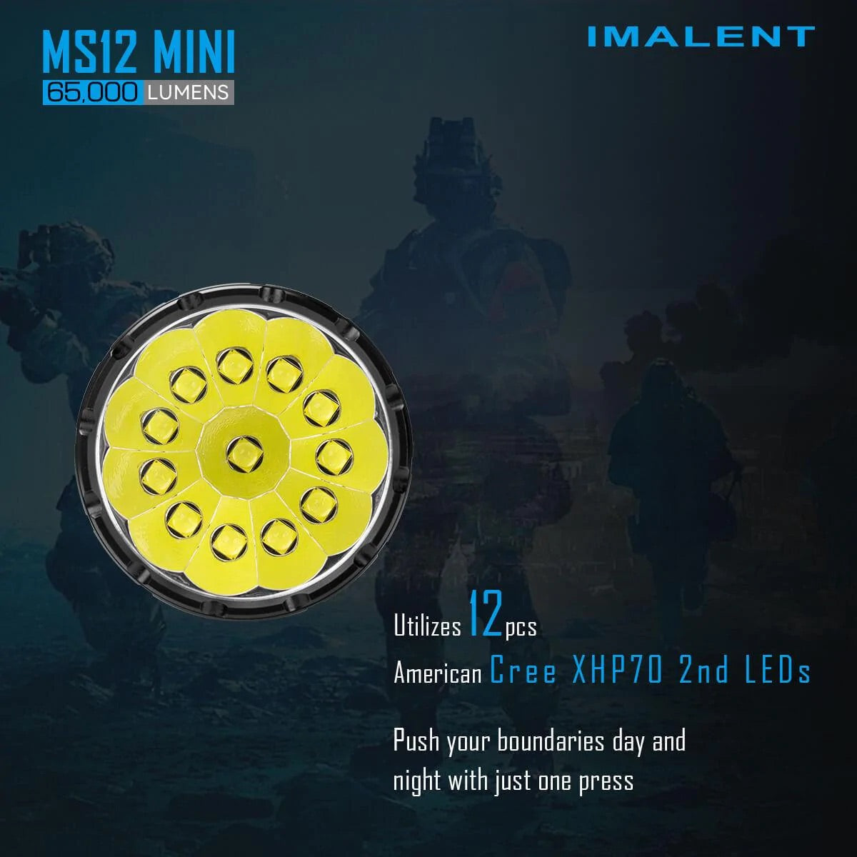 Imalent MS12 Mini 65000 Lumen High Powered Rechargeable Flashlight 12 x CREE XHP70 Gen2 LED