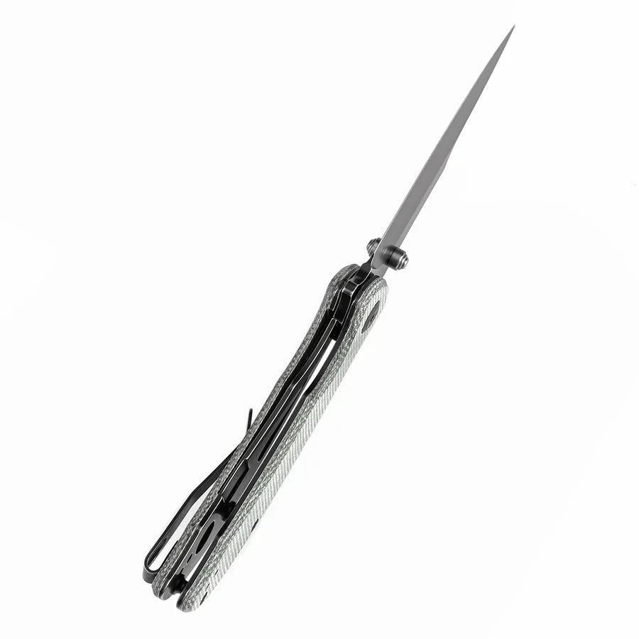 Tenable Rei T1061A2 – 3.3" Blackwash 14C28N Blade, Green Micarta Handle with Liner Lock