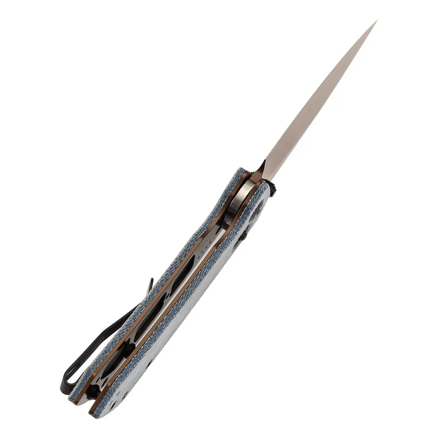 Tenable Fenrir T1034V6 – Blue Micarta, 3.48" Rose Gold Nitro-V Blade, Sparrow Knife Co. Design