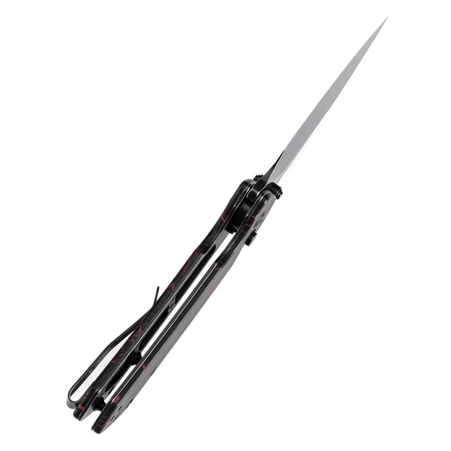Tenable Fenrir T1034F1 – 3.45" Blackwash 14C28N Blade, Black & Red G-mascus Handle
