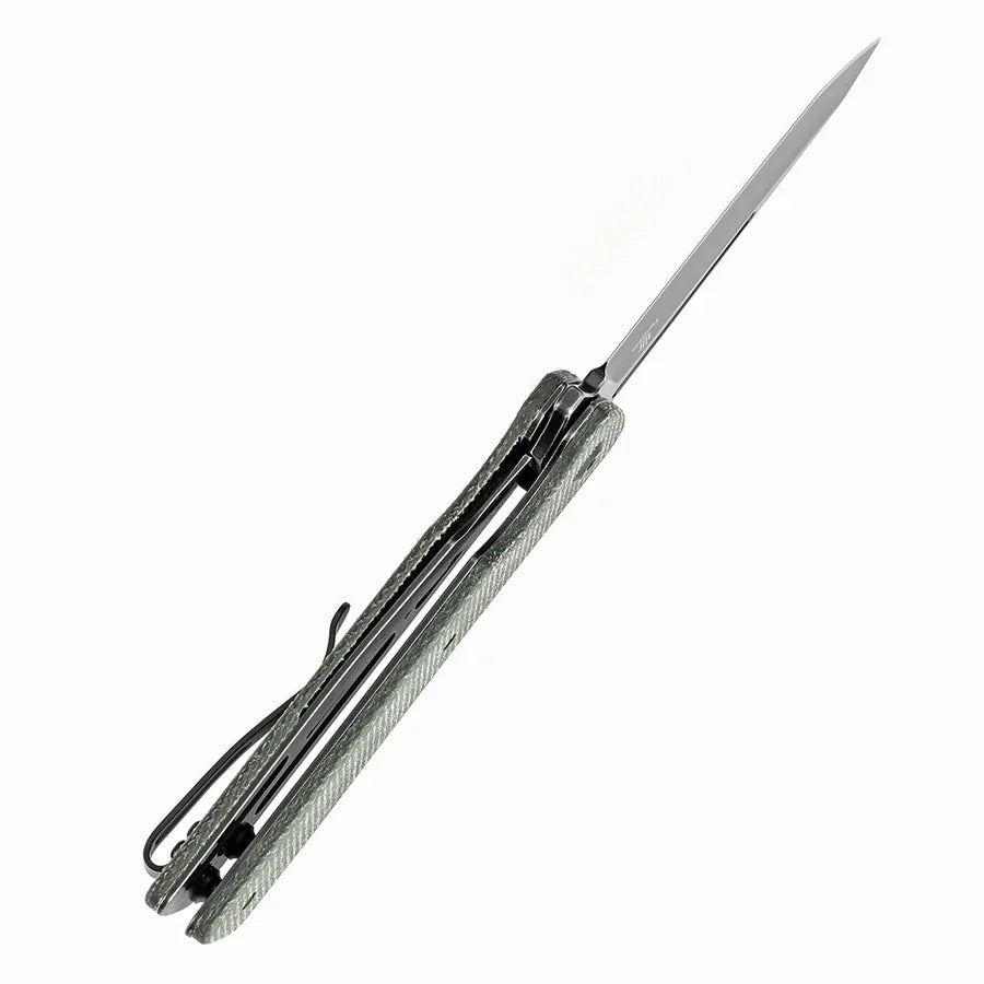 Tenable Anomaly T2038T2 – 3.14" Blackwash Nitro-V Tanto Blade, Green Micarta Handle with Liner Lock