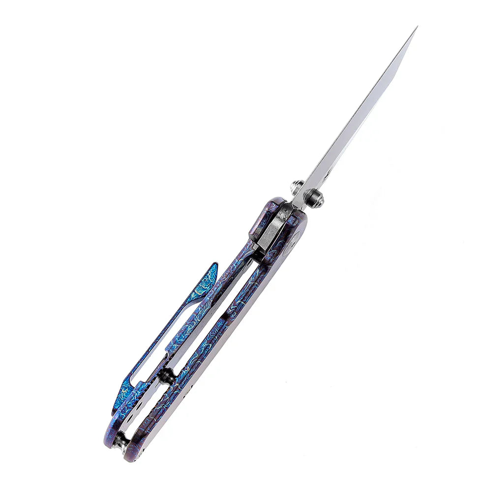 Kansept Little Main Street 2.26" Stonewashed CPM-S35VN Lightning Strike Anodized Titanium Blue, PurpleK2015A5