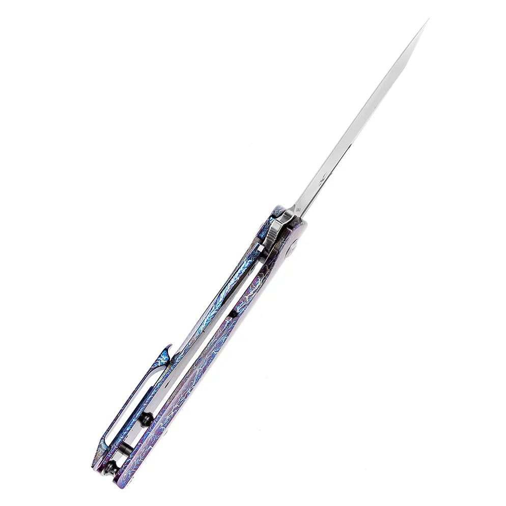 KANSEPT Shard K1006A16 – Satin CPM-S35VN Blade, Lightning Strike Anodized Titanium Handle, Kim Ning Design