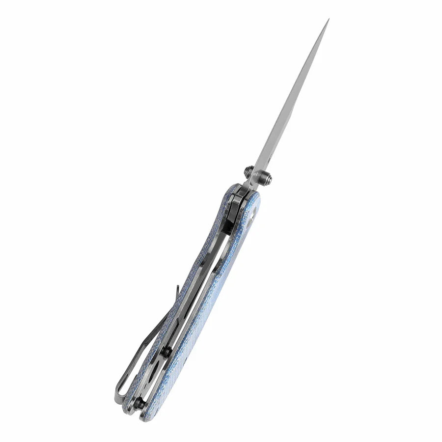 Tenable Rei T1061A1 – 3.3" Stonewashed 14C28N Blade, Blue Micarta Handle with Liner Lock