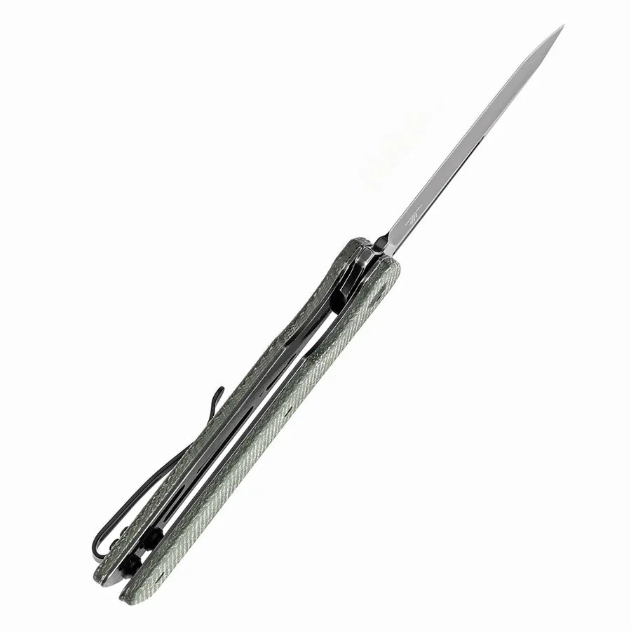 Tenable Anomaly T2038T2 – 3.14" Blackwash Nitro-V Tanto Blade, Green Micarta Handle with Liner Lock
