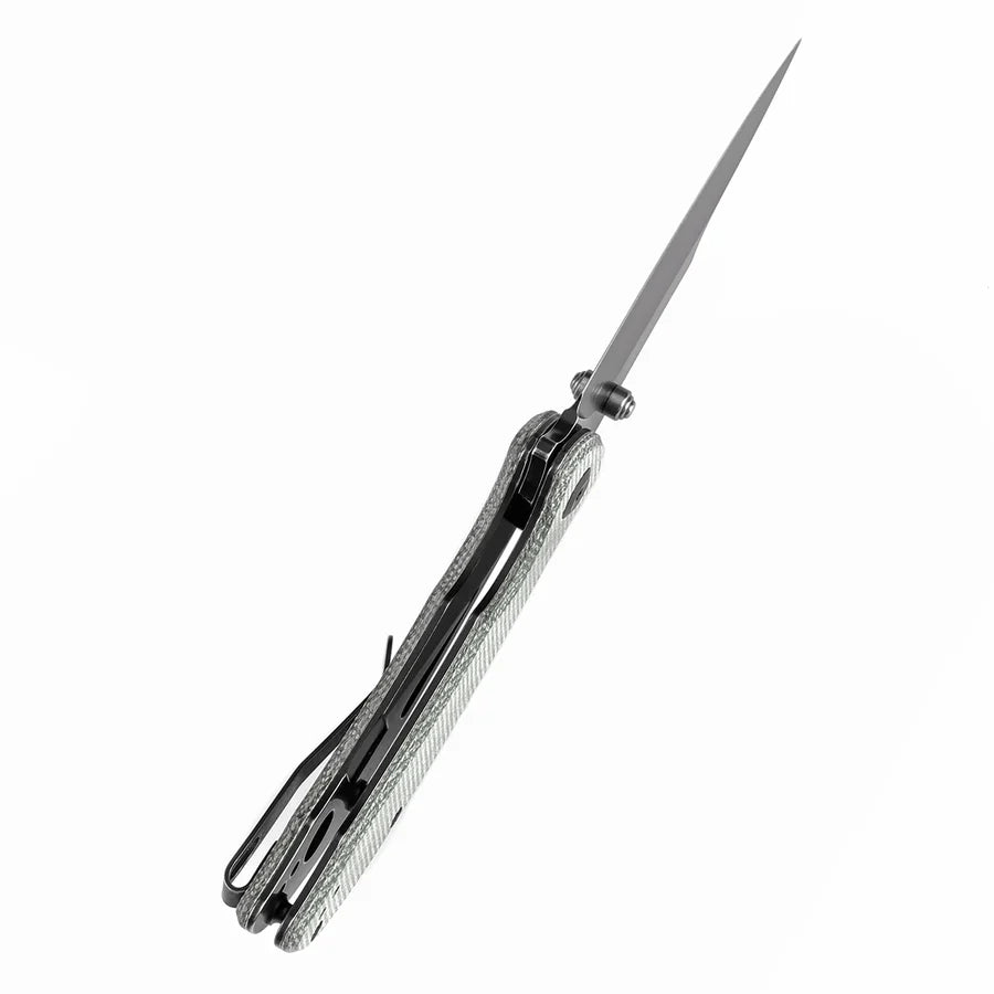 Tenable Rei T1061A2 – 3.3" Blackwash 14C28N Blade, Green Micarta Handle with Liner Lock