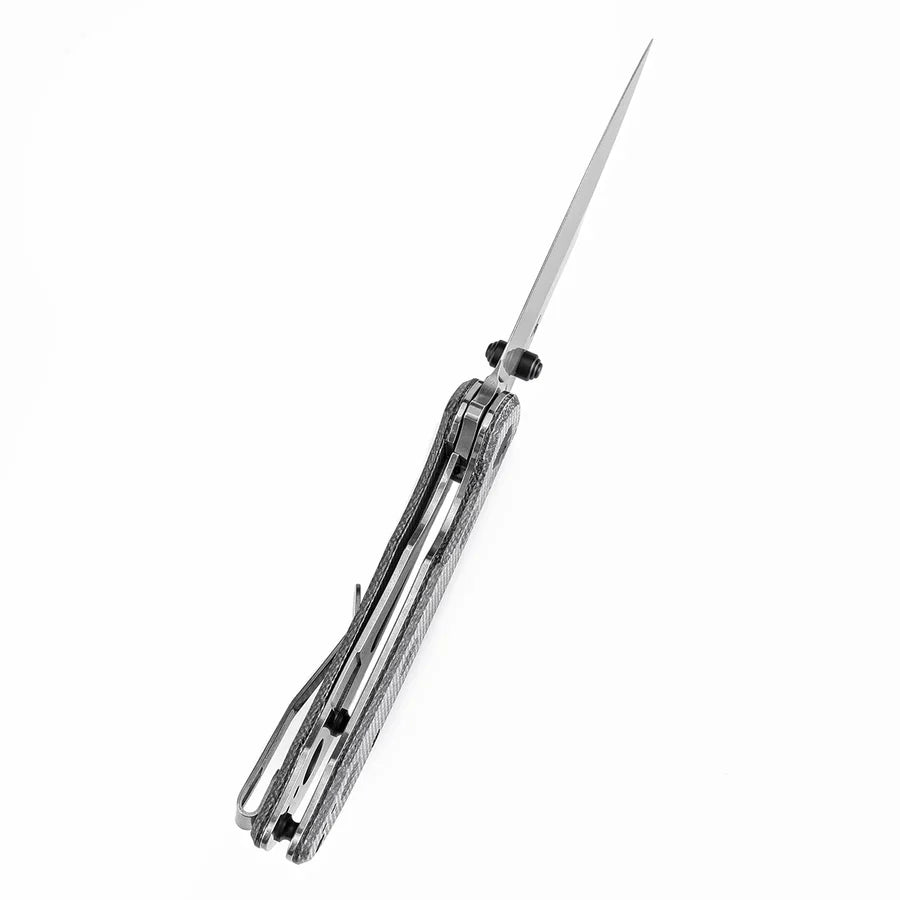 Tenable Rei T1061A3 – 3.3" Stonewashed 14C28N Blade, Black Micarta Handle with Dimples and Liner Lock