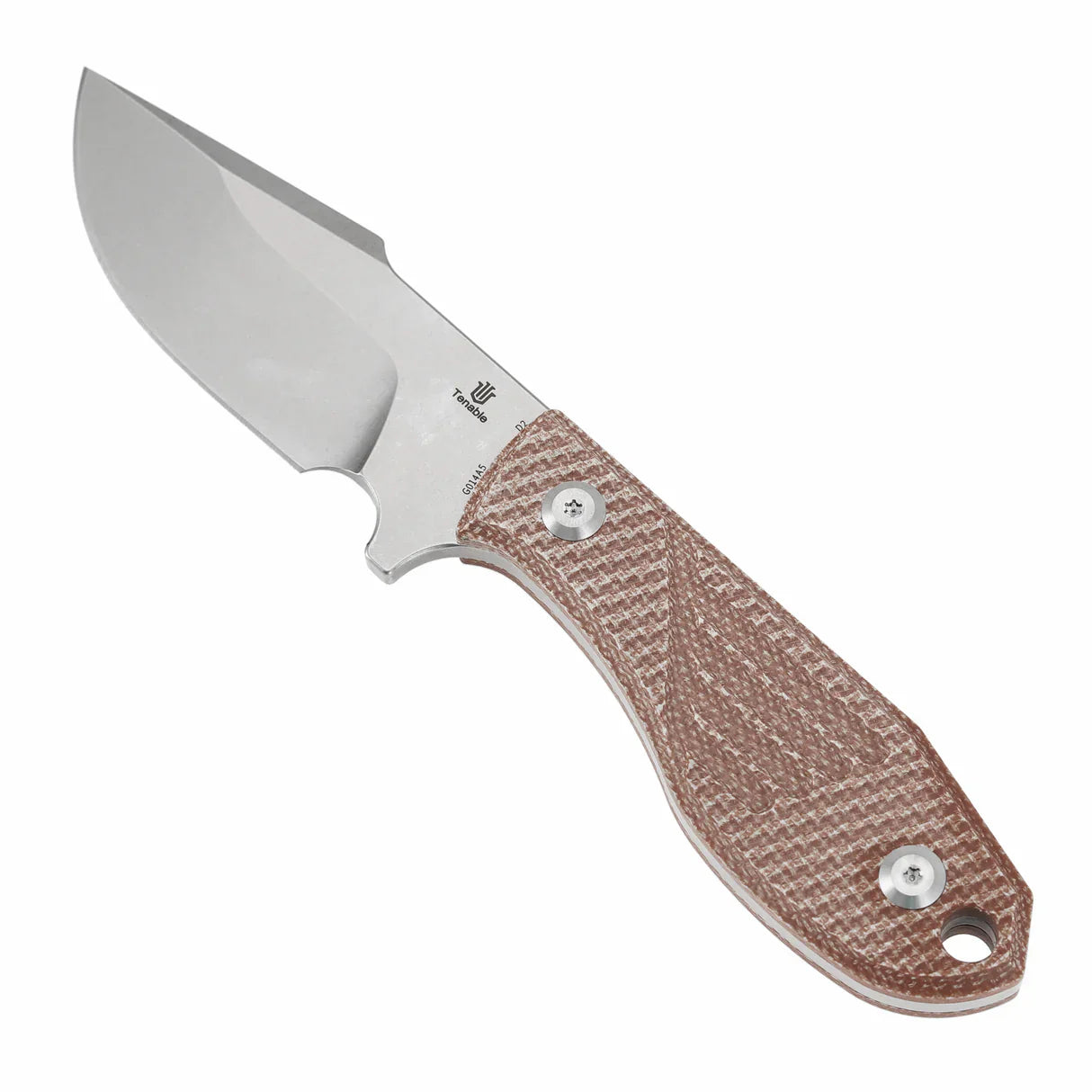 Tenable Tiny Dancer G014A5 – 3.17" Stonewashed D2 Drop Point Blade, Brown Micarta Handle, Fixed Blade EDC Knife – Designed by JB Stout