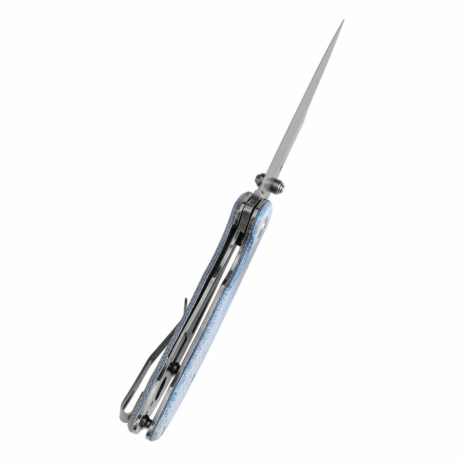 Tenable Rei T1061A1 – 3.3" Stonewashed 14C28N Blade, Blue Micarta Handle with Liner Lock
