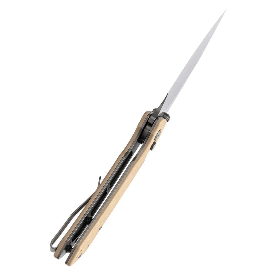 Tenable Fenrir T1034F44 – 3.45" Grey TiCN-Coated 14C28N Blade, Light Sand G10 (Grey Accents) Handle