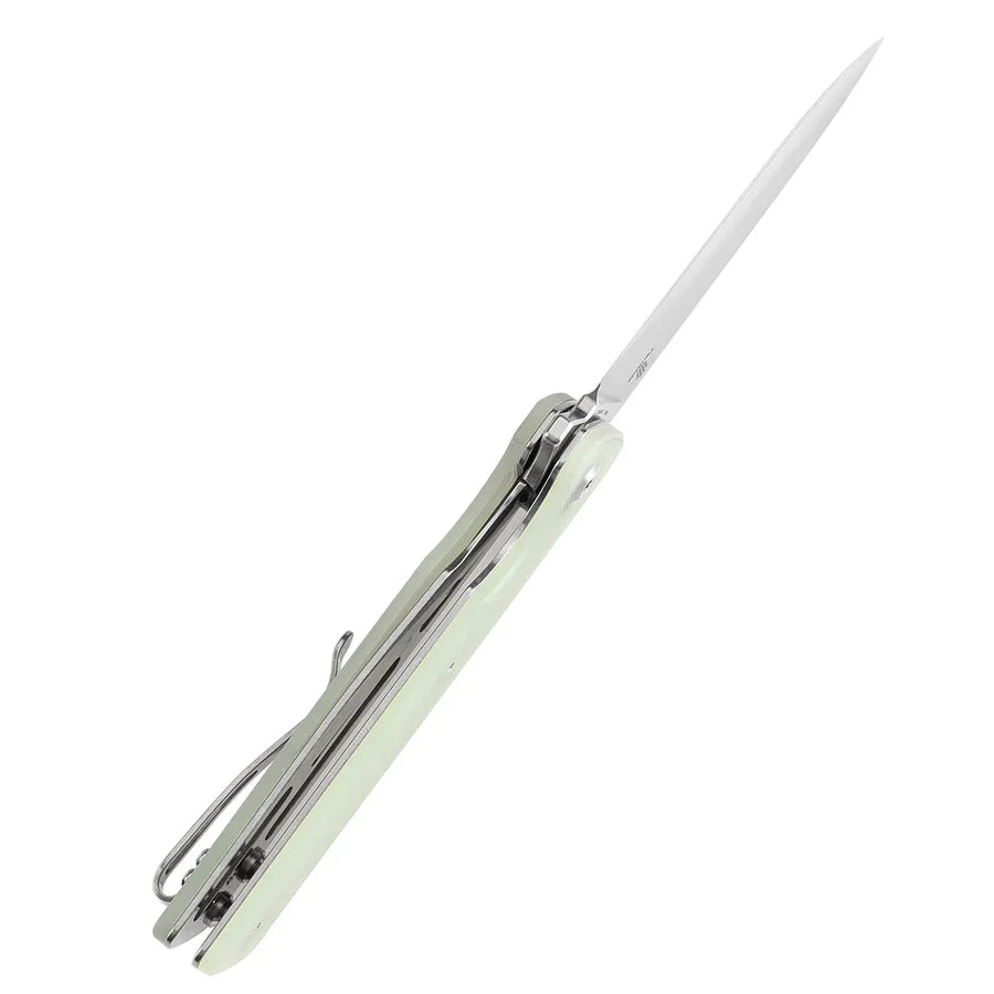 Tenable Anomaly T2038A4 – 3.14" Stonewashed Nitro-V Drop Point Blade, Jade G10 Handle with Liner Lock
