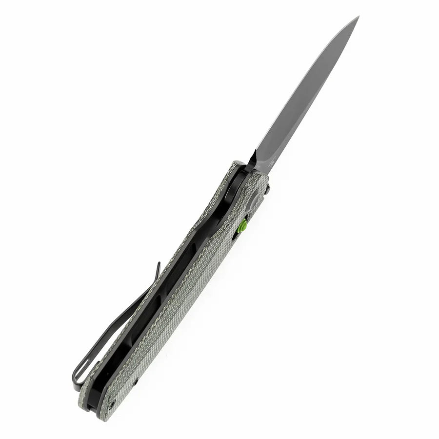 Tenable Raven T2109V5 – 3.14" Blackwashed 14C28N Drop Point Blade, Green Micarta Handle, Crossbar Lock – Designed by Black Bird Blades