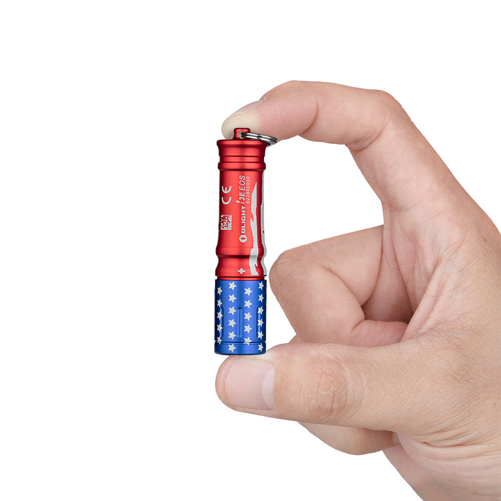Olight i3E EOS Stars & Stripes Edition Keychain Flashlight – 90 Lm, AAA‑Powered, IPX8