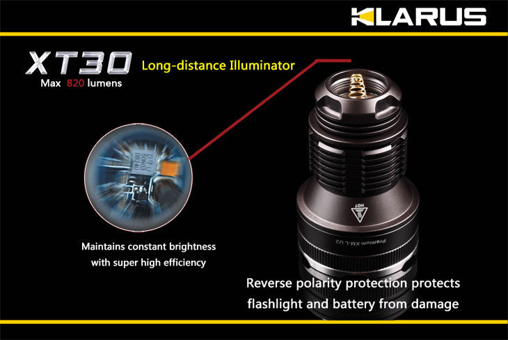 Klarus XT30 Dual Switch XM-L 820 Lumen LED Flashlight