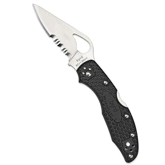 Spyderco Byrd Meadowlark 2 BY04PSBK2 combination edge EDC pocket knife with black FRN handle