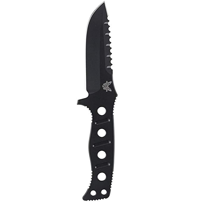 Benchmade Fixed Adamas 375BK black G10 handle and full tang detail