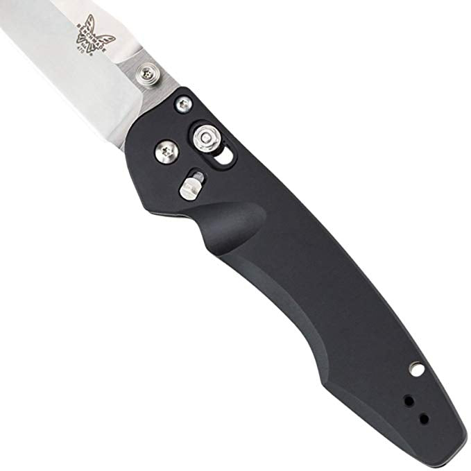 Benchmade 470-1 Emissary black anodized billet aluminum handle detail