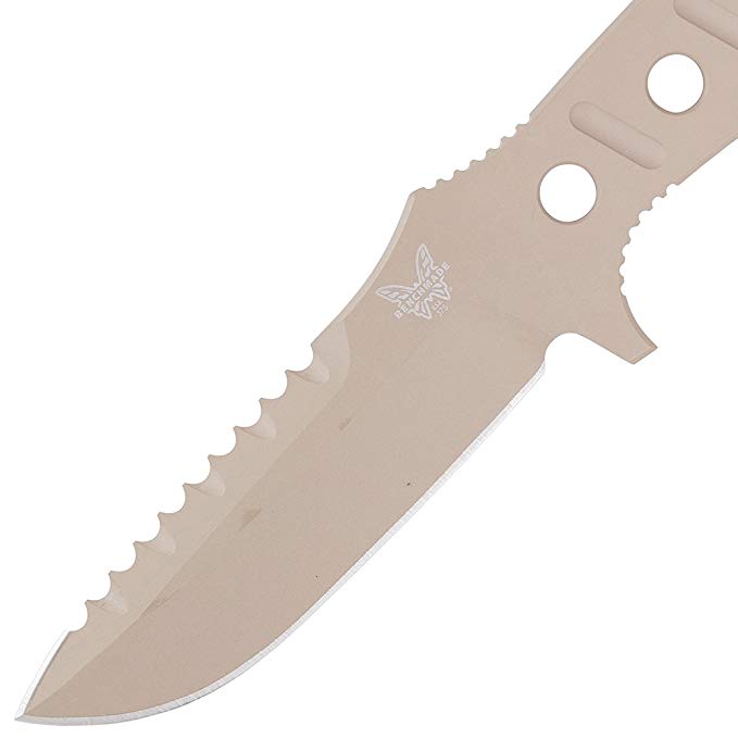 Benchmade Fixed Adamas 375SN satin D2 drop point blade detail