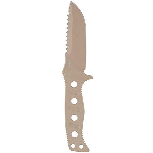 Benchmade Fixed Adamas 375SN front view, 4.20″ D2 satin drop point fixed blade knife, sand G10