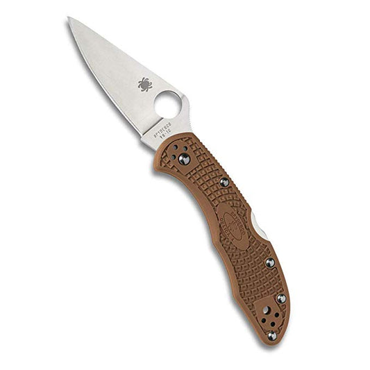 Spyderco Delica 4 FFG Brown C11FPBN Folding Knife - Plain