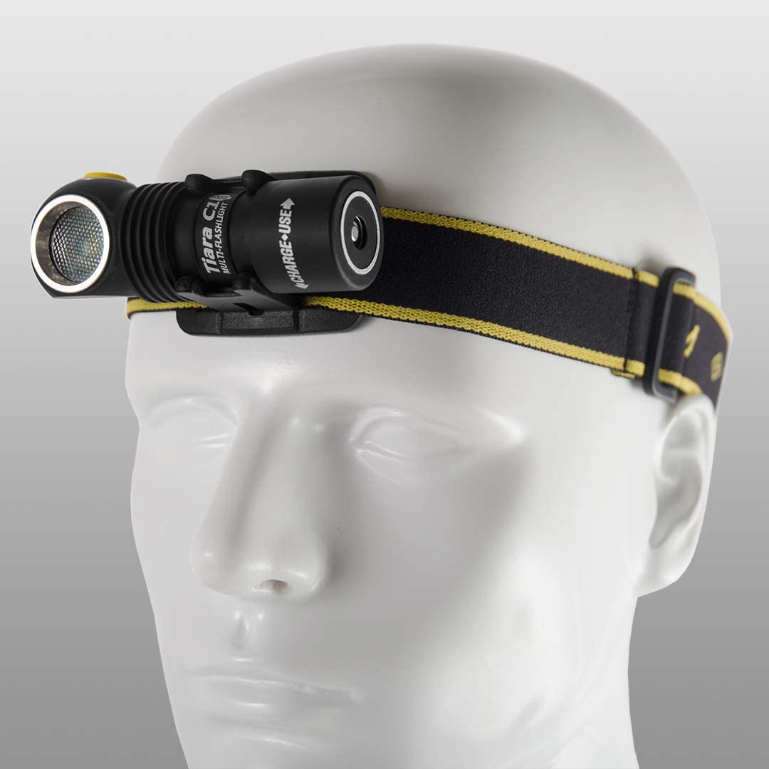 ArmyTek Tiara C1 Warm 980 Lumen Rechargeable Right Angle Headlamp / Flashlight CREE XP-LED 18350 Battery Included