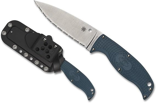 Spyderco ENUFF 2 Fixed-Blade Knife 3.95" Serrated K390 Blue FRN Scales