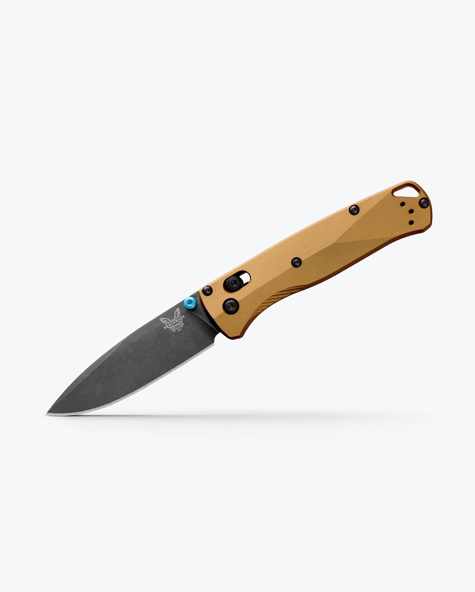 Benchmade Bugout 535BK-07 open position showing M390 DLC drop point blade