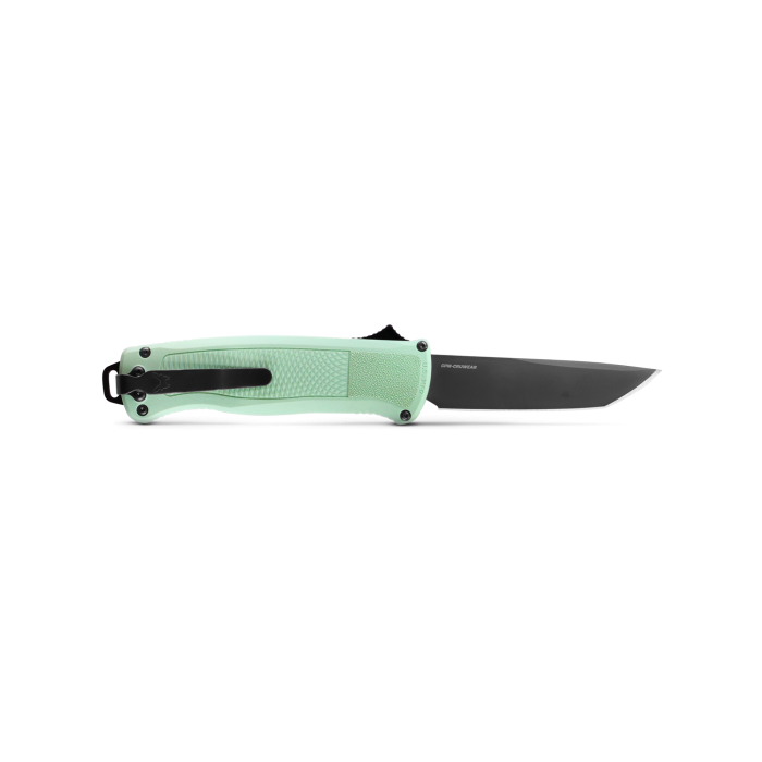 Benchmade 5370BK-03 Limited Shootout OTF AUTO Knife 3.51" CPM-CruWear Black DLC Tanto Blade, Sea Foam Grivory Handles