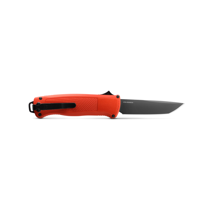 Benchmade 5370BK-04 Limited Shootout OTF AUTO Knife 3.51" CPM-CruWear Black DLC Tanto Blade, Mesa Red Grivory Handles