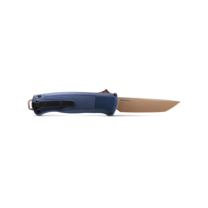 Benchmade Shootout 5370FE-01 Crater Blue Grivory handle and slider detail