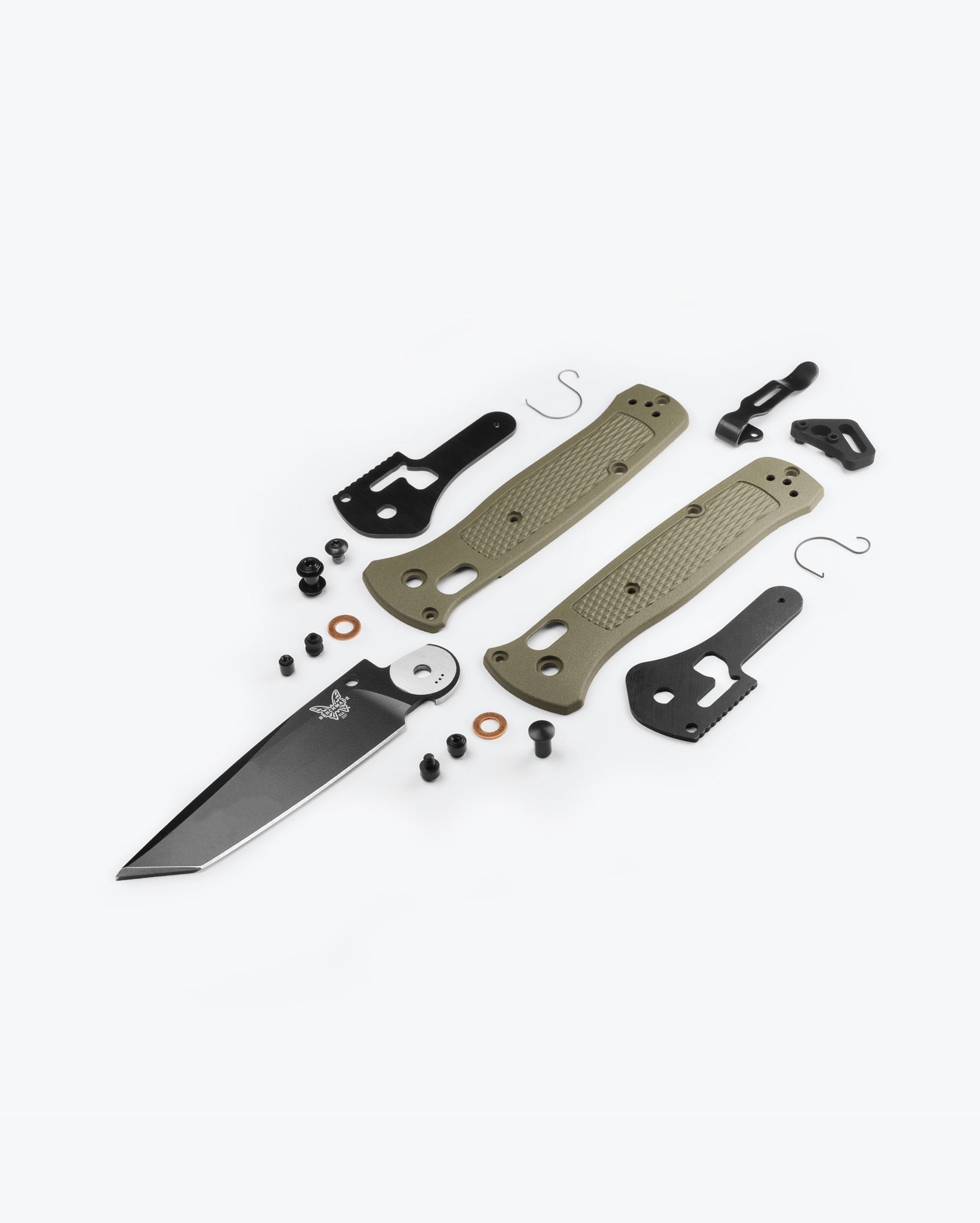 Benchmade Bailout 537BK-06 Ranger Green Grivory handle and component detail