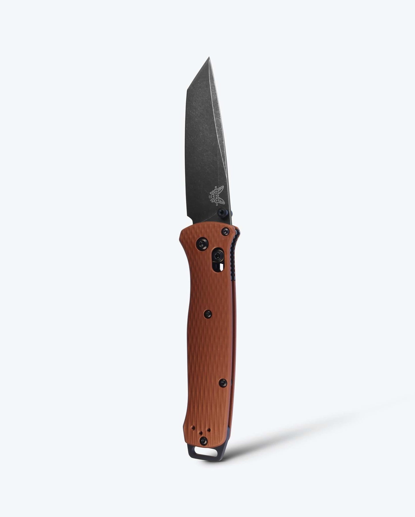 Benchmade Bailout 537BK-07 front view, 3.38 inch CPM-MagnaCut DLC Battlewash tanto folding knife
