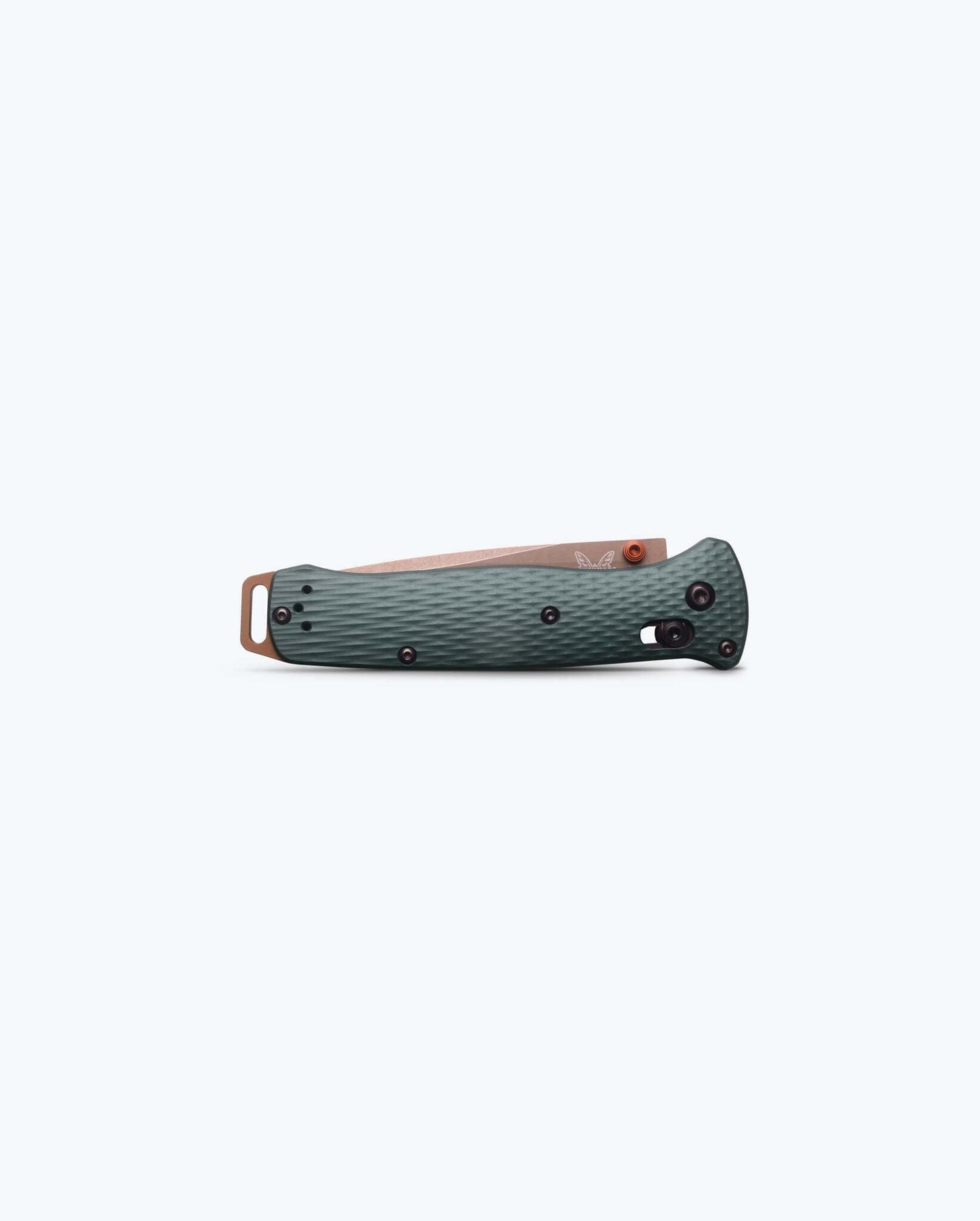 Benchmade Bailout 537FE-2601 closed view with Taiga Green aluminum handle