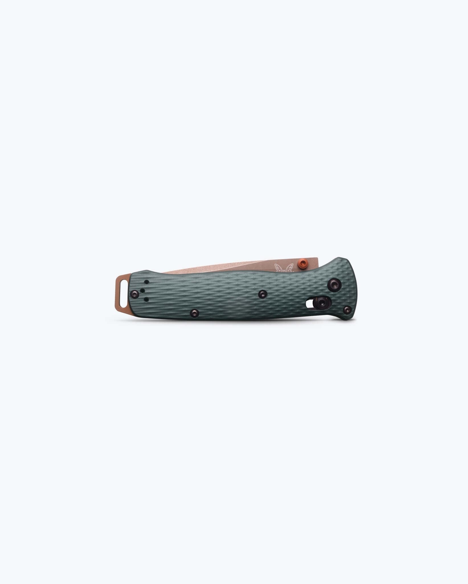 Benchmade Bailout 537FE-2601 closed view with Taiga Green aluminum handle