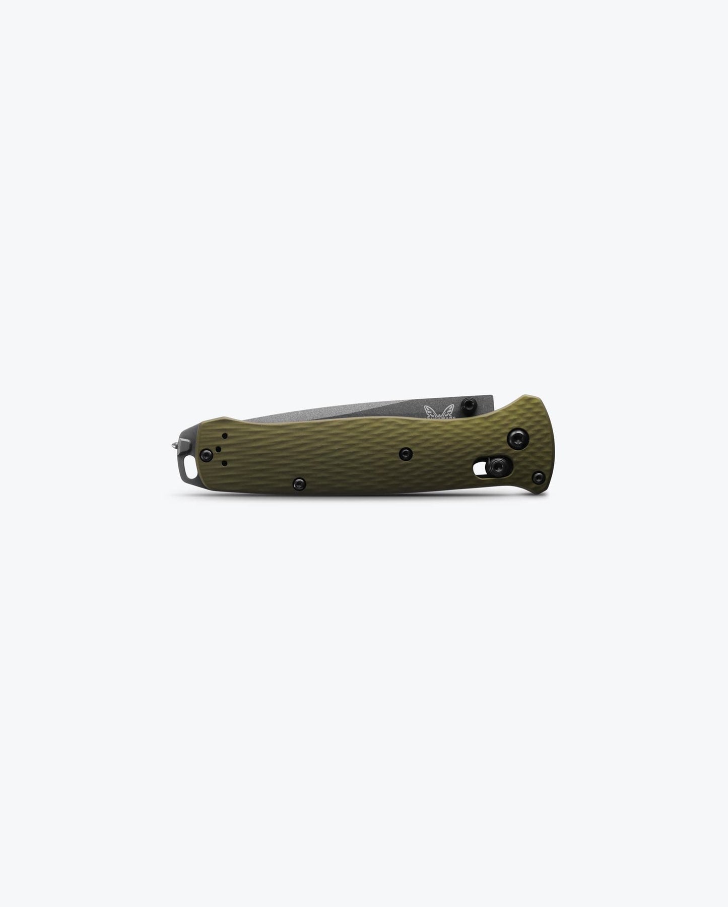 Benchmade Bailout 537SGY-1 closed view showing Woodland Green aluminum handle