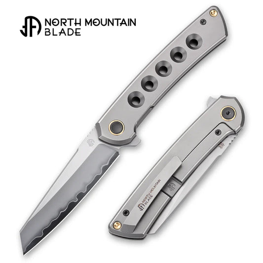 North Mountain Echo 3.5" Sheepsfoot Blade Titanium Hole Handles w/ Smooth Flipper