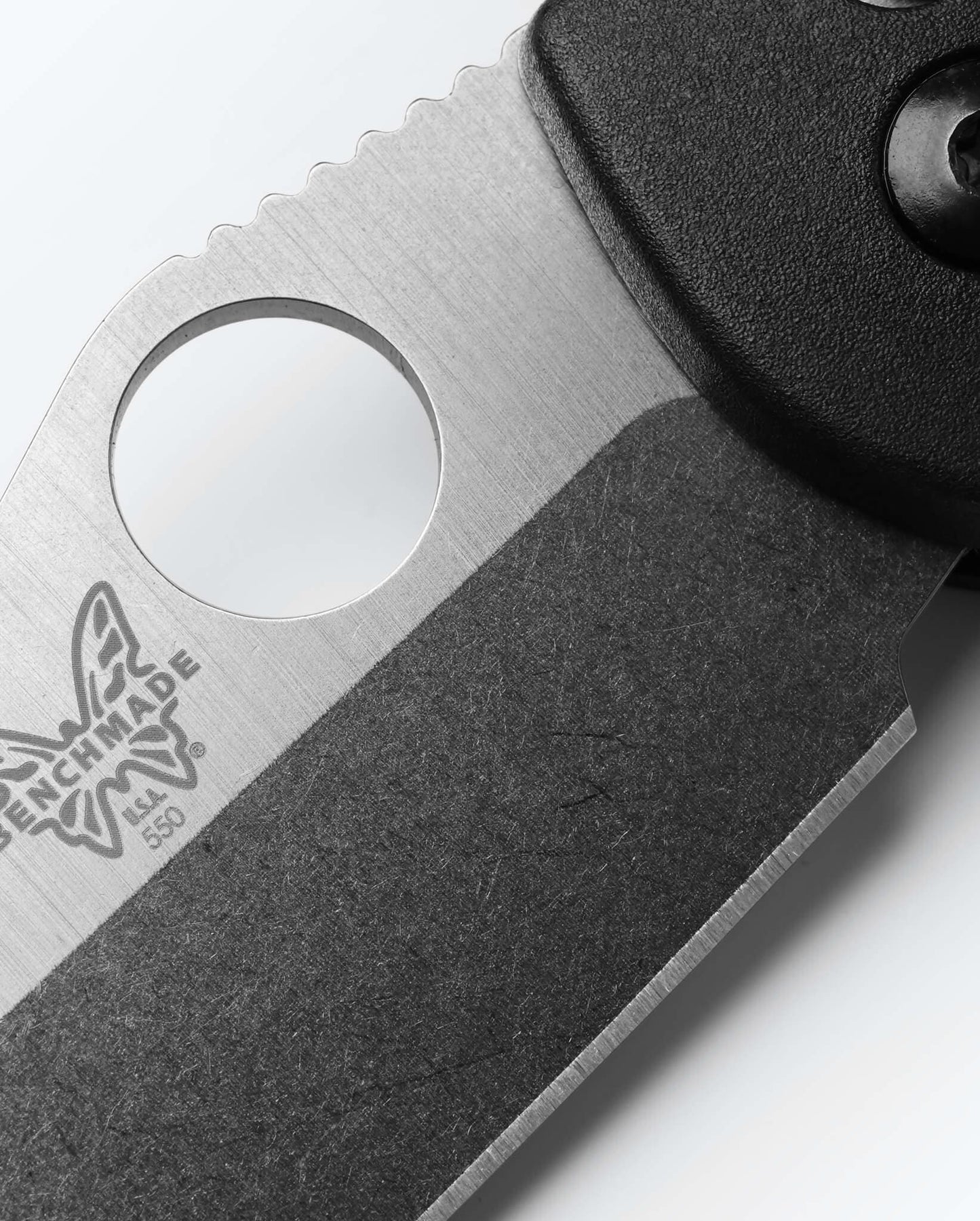 Benchmade Griptilian 550-S30V blade detail, satin CPM-S30V modified sheepsfoot