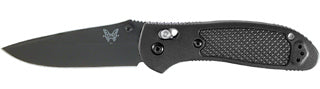 Benchmade Griptilian 551BK-S30V front view – 3.45" black CPM-S30V drop point folding knife with black glass-filled nylon handle