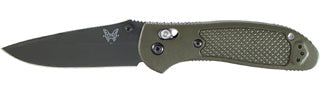 Benchmade Griptilian 551BKODD2 front view – 3.45" black D2 drop point folding knife with olive drab glass-filled nylon handle
