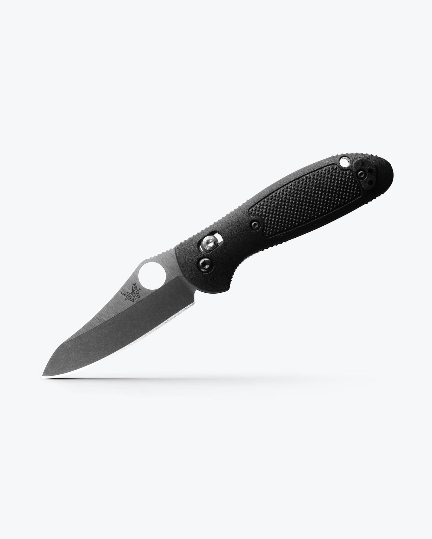Benchmade Mini Griptilian 555-S30V open position showing CPM-S30V sheepsfoot blade