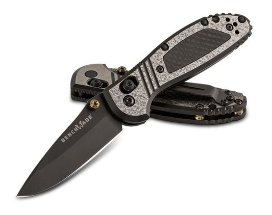 Benchmade Gold Class Mini Griptilian 556-142 front view - 2.91" DLC CPM-S90V drop point, titanium and carbon fiber handle