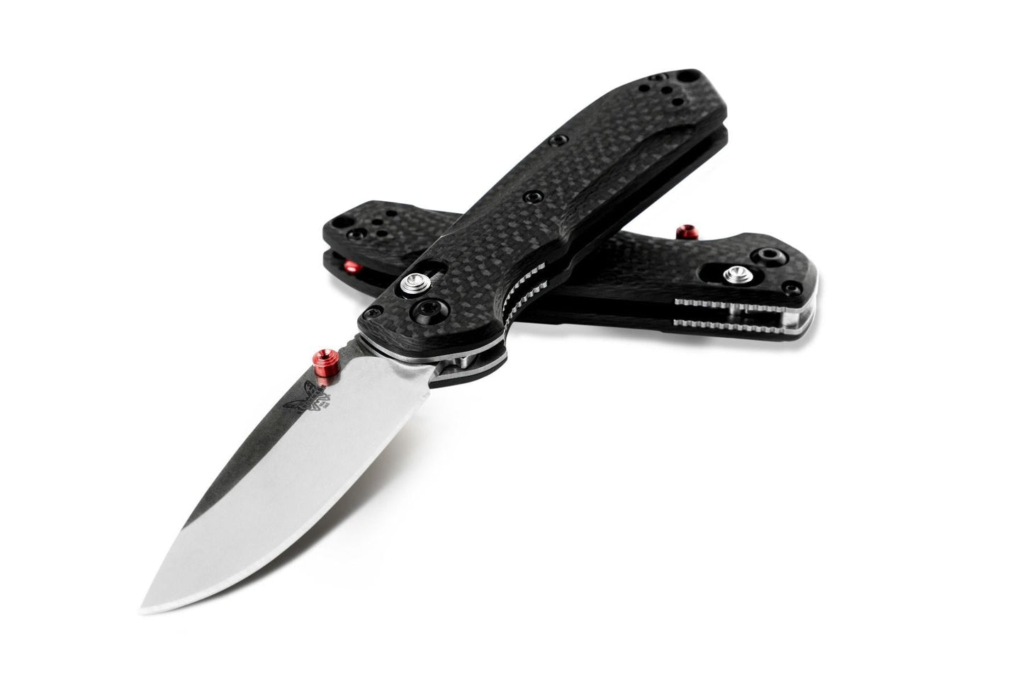 Benchmade Mini Freek 565-1 front view, 3.00 inch satin CPM-S90V drop-point carbon fiber folding knife