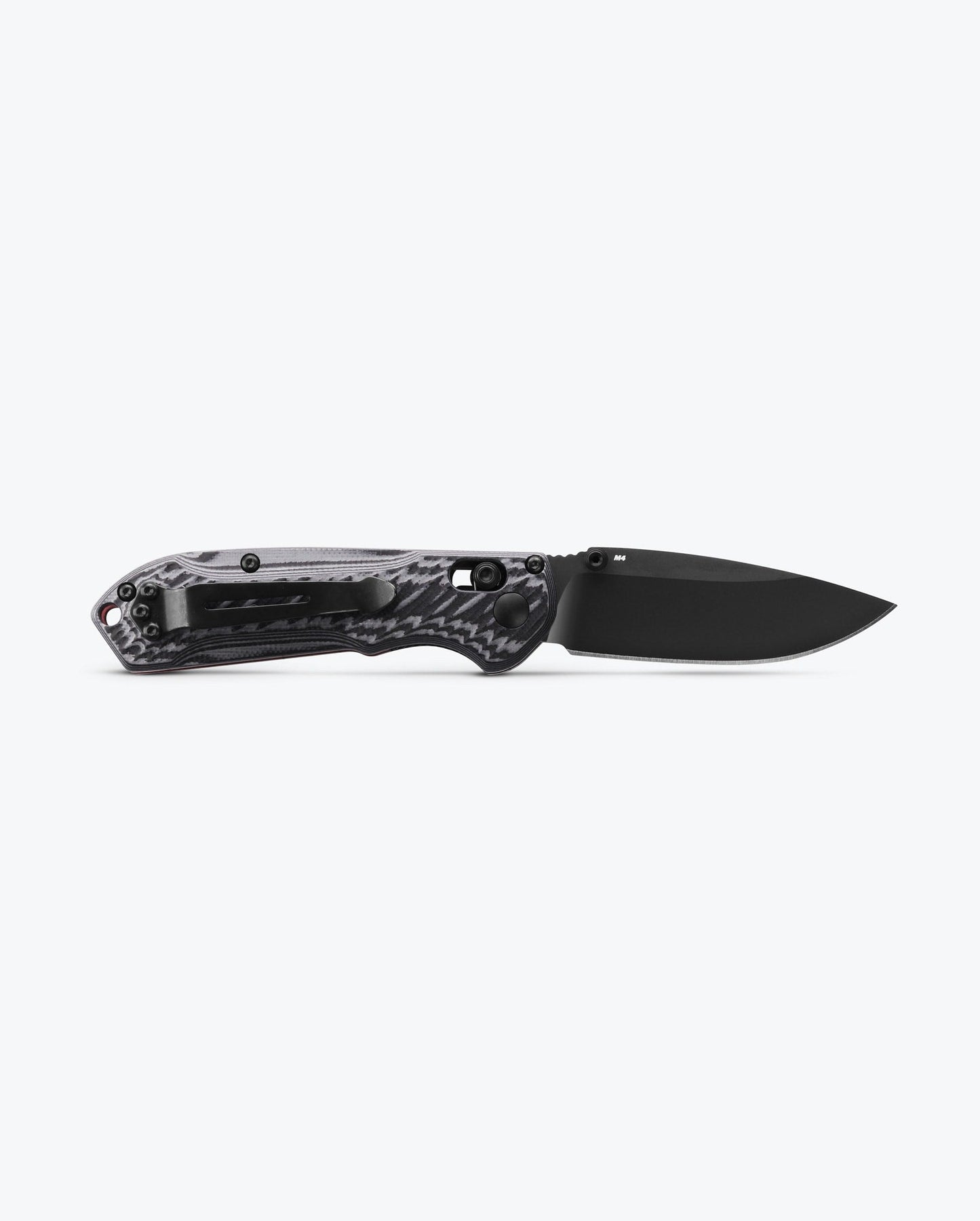 Benchmade Mini Freek 565BK-02 blade detail, black coated CPM-M4 drop-point