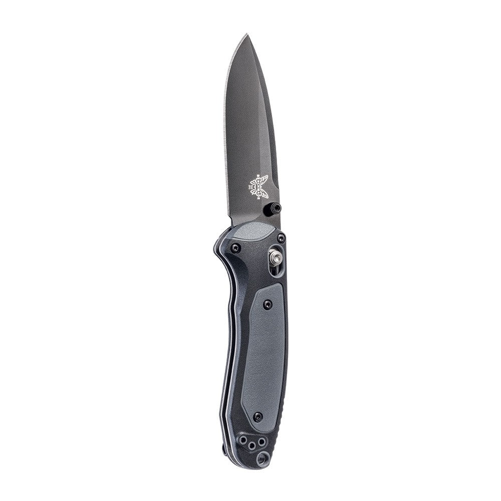Benchmade Mini Boost 595BK BEN-595BK front view - 3.11 inch black CPM-S30V drop point assisted opening folding knife