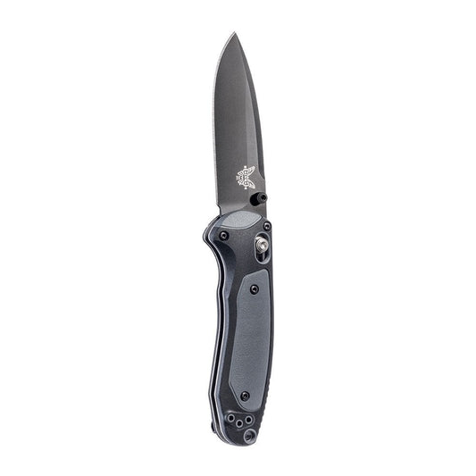 Benchmade Mini Boost 595BK BEN-595BK front view - 3.11 inch black CPM-S30V drop point assisted opening folding knife