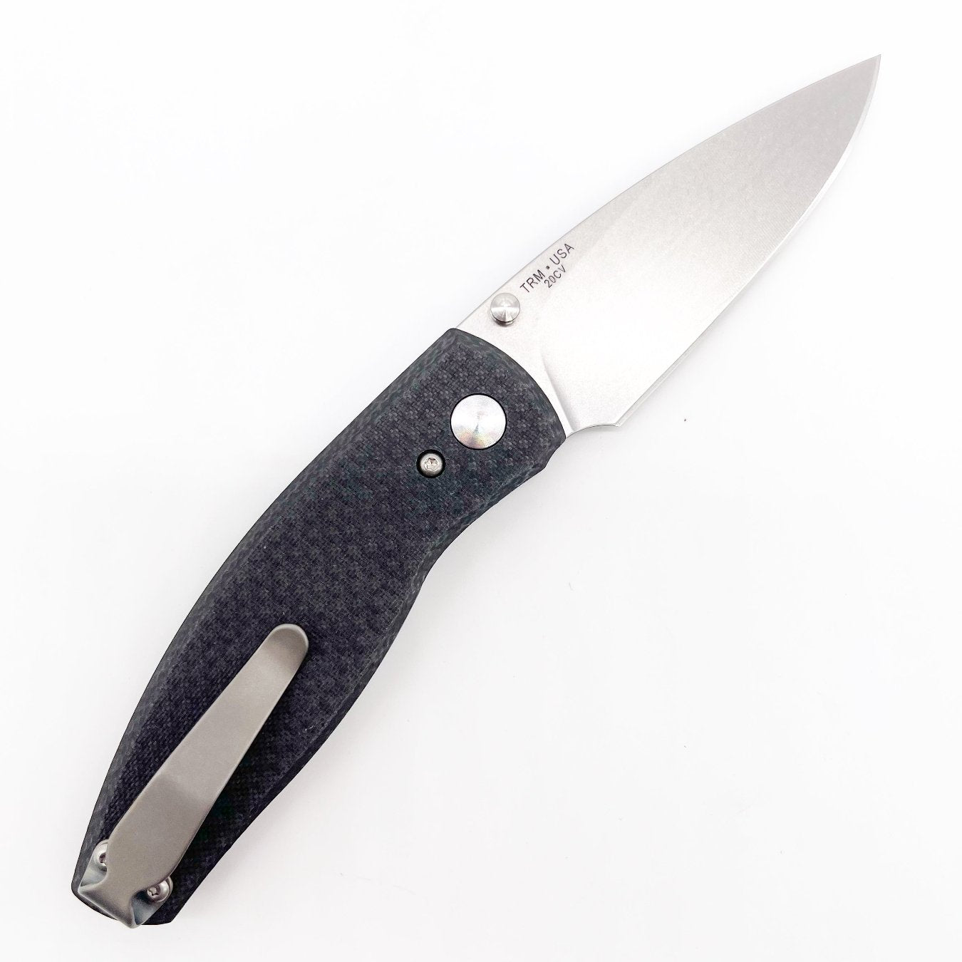 Three Rivers Mfg Neutron 2 Folding Knife 3in CPM 20CV Steel Textured Carbon Fiber Handles