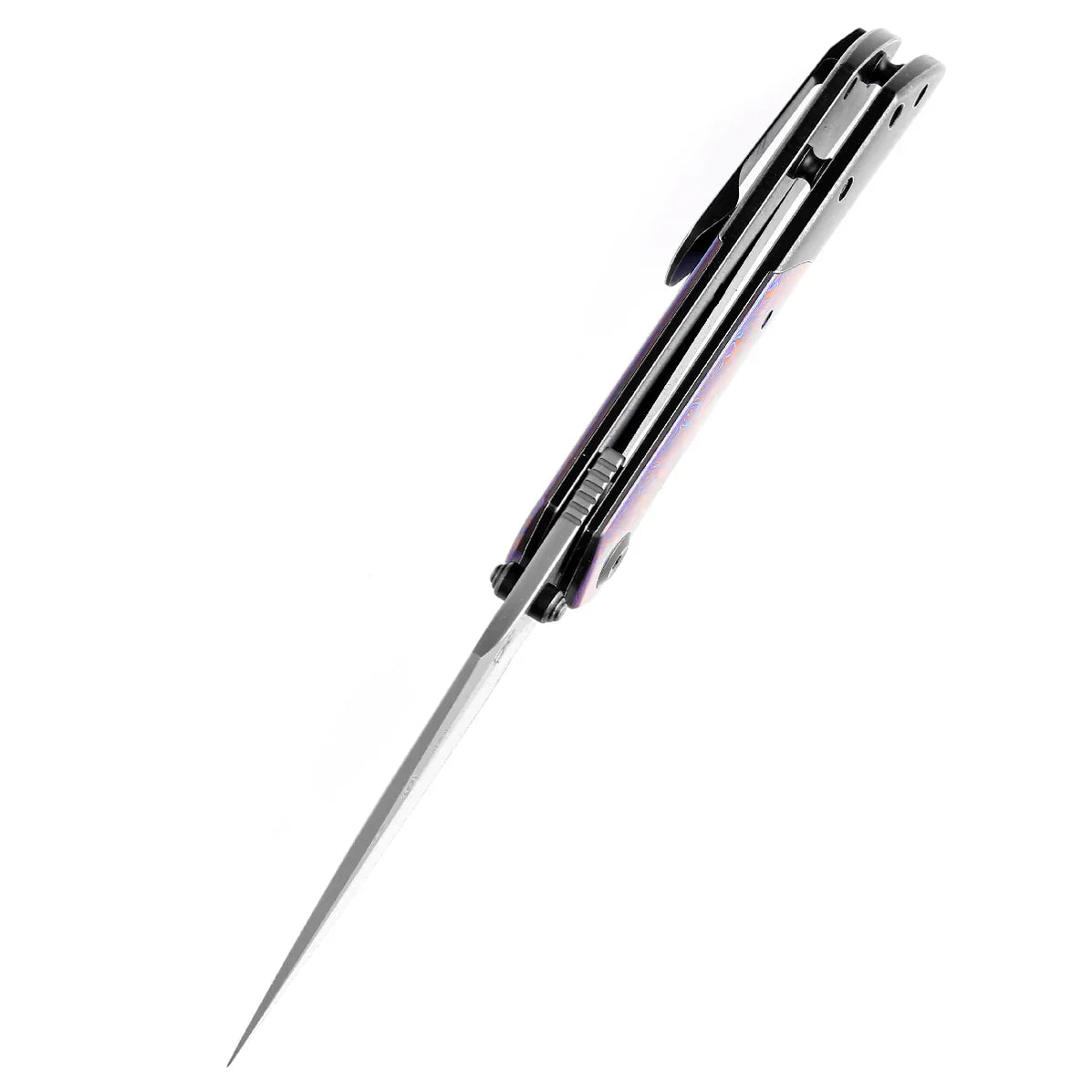 Kansept Fenrir 3.48" Black Stonewashed Titanium + Timascus Black and Blue K1034A8