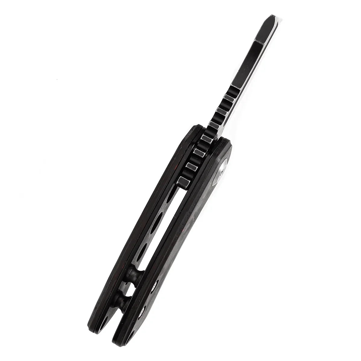 Kansept Mini Korvid 1.45" Blackwash CPM S35VN Black and Red Carbon Fiber K3030A12