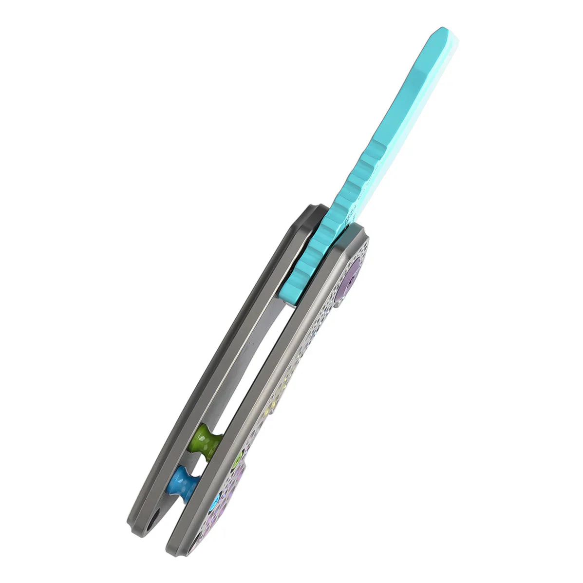Kansept Mini Korvid 1.45" Light Blue Coating CPM S35VN Gradient Titanium Handle With Dimples K3030A10
